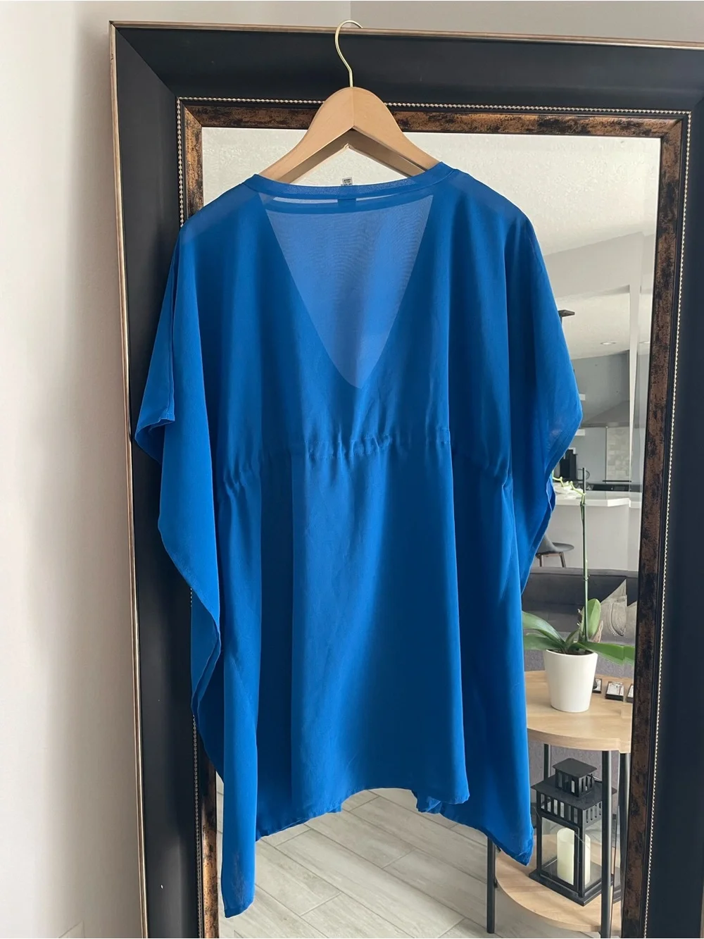 Echo Sheer Blue Swim Cover-Up | One Size | Lightweight Beach Kaftan